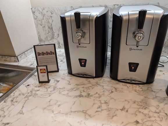 Photo of the two draught beer dispensers in the executive lounge.