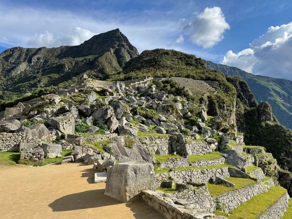 Looking up toward Machu Picchu point from the main site