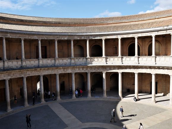 Courtyard. - Palace of Charles V. 
Charles V never got to stay or see his palace finished.