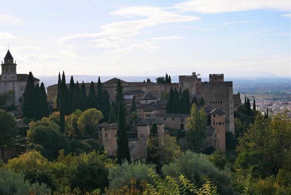The Alhamba, view from the gardens of the Generalife.
