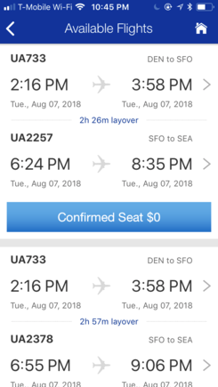 UA733 going to SFO at 2:16pm