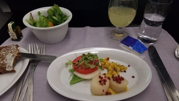 scallop appetiser; EWR-CPH
