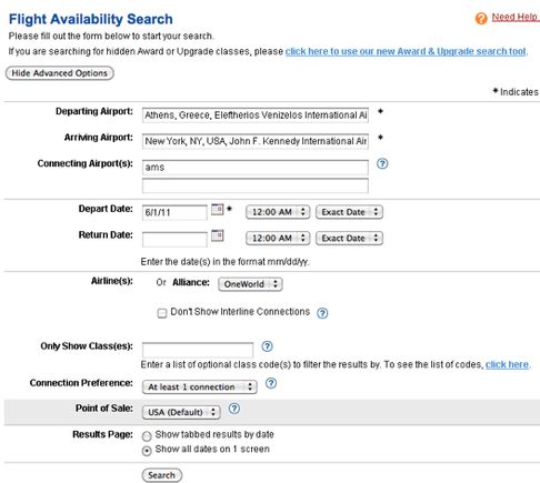 expertflyer search