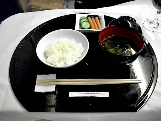Onboard-steamed Fukui akisakari rice, miso soup and Japanese Pickles