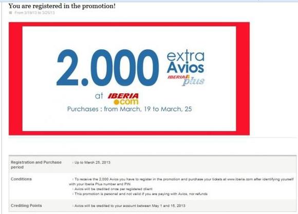 Iberia 2000 avios promotion