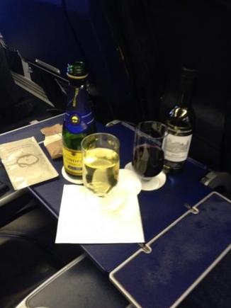 Champagne of course on this 767. MAD - LHR. 2/14.