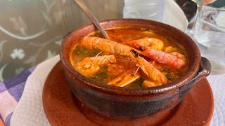 Rice soup with seafood