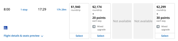 Upgrade available to Business but only if purchasing a Premium Plus fare. 