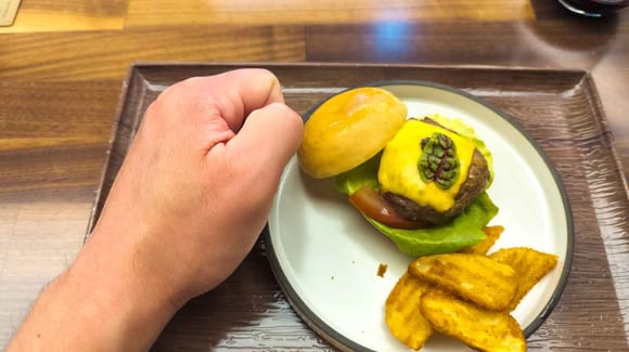 Mini Wagyu Burger - french fries. Fist to show they really meant the mini