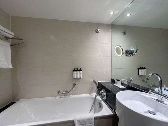 The bathroom at the Sofitel Hotel