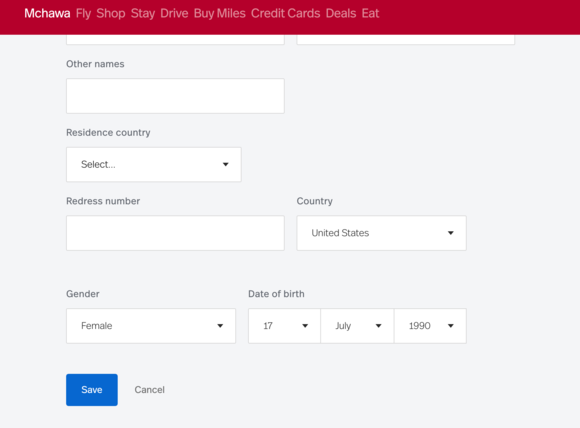 enter all information, and then save. You can (and should) leave the lifemiles number section empty.