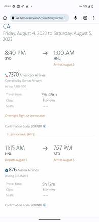 AA had updated my itinerary accordingly, although I was puzzled as to why it thought I would arrive at 0100 HST, which didn't make sense as it would be closer to 0900. 