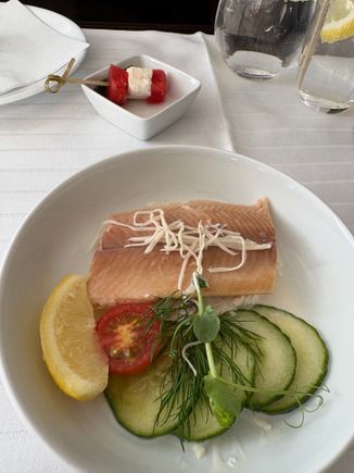 Smoked trout on creamy celery salad.  Delicious!