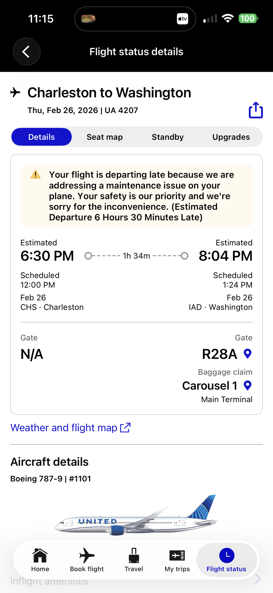 UA2707 delayed until 1830 ET.