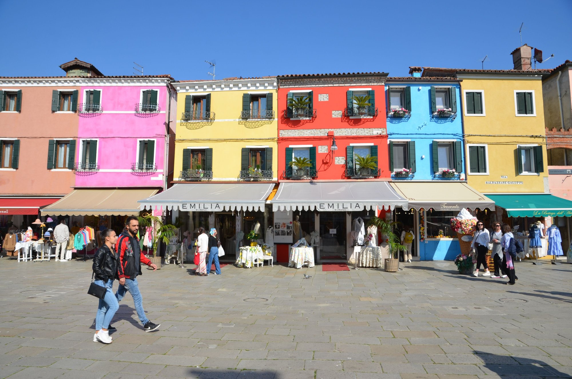 colourful houses at main street Burano