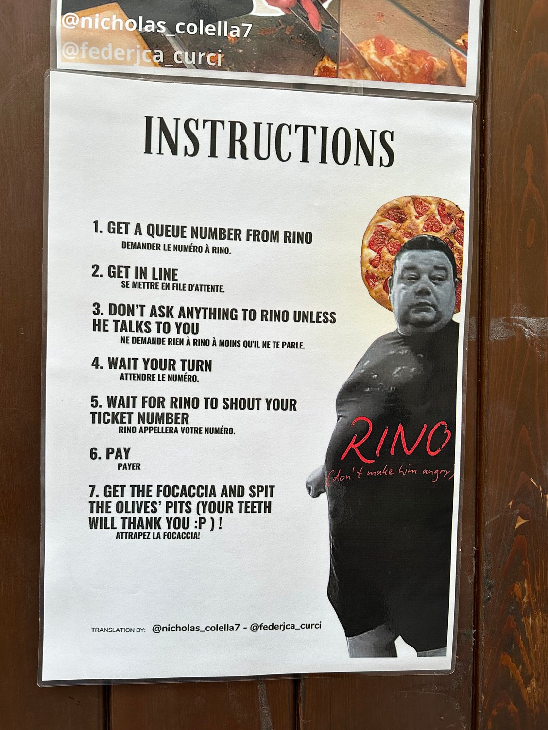 There's Rino, with the instructions;; note #3