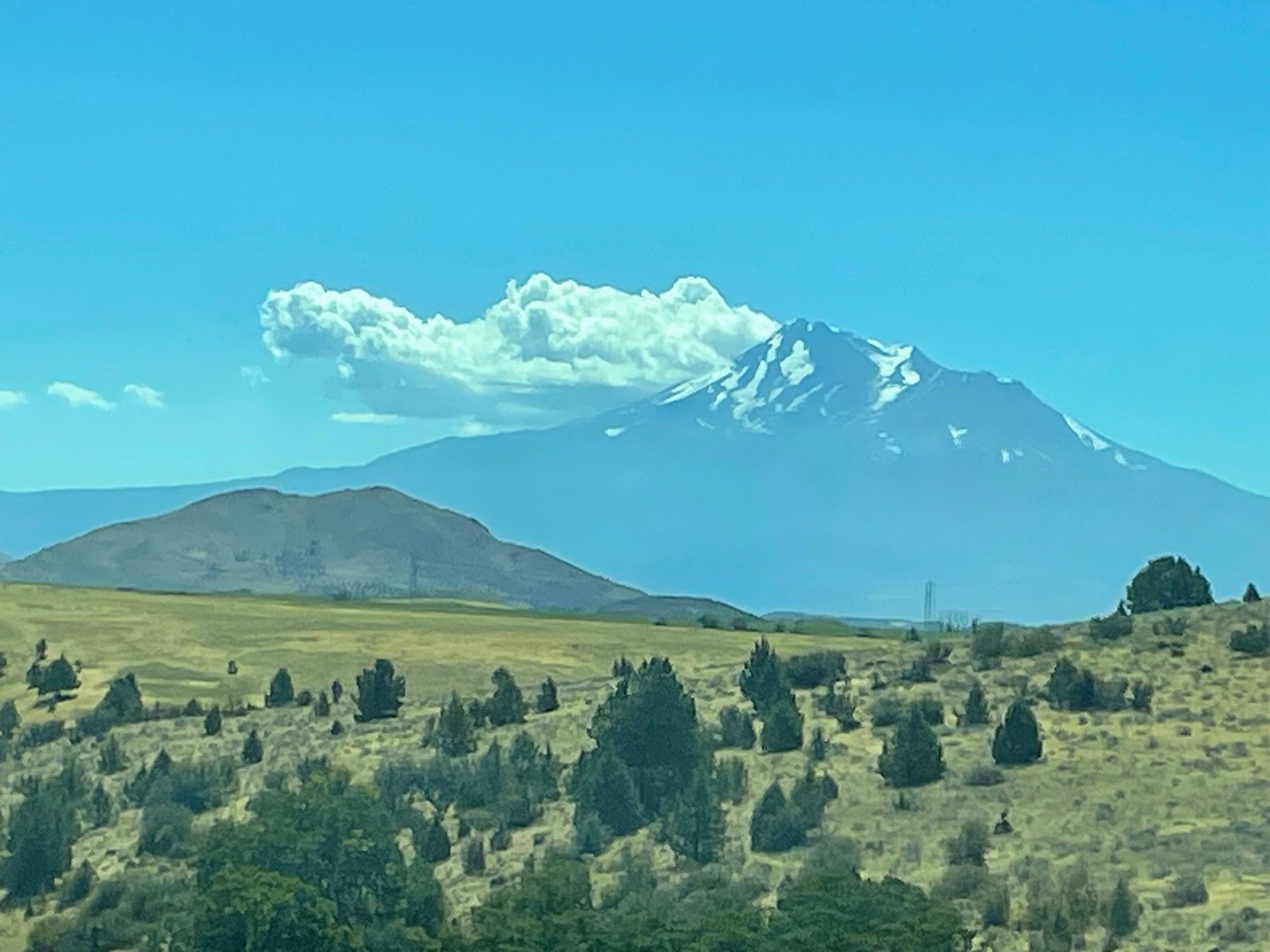 Looking back at Shasta from the North.