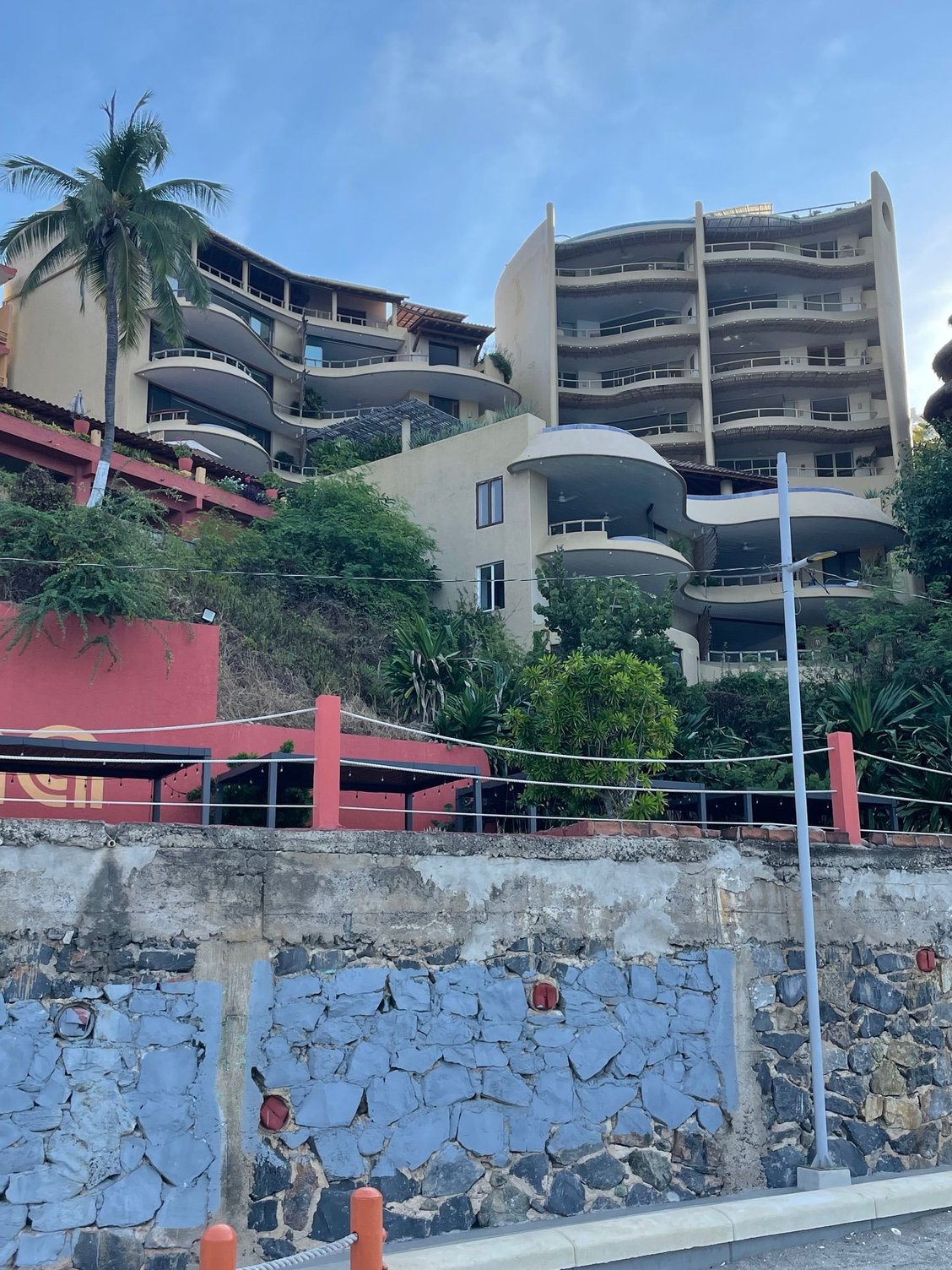 Here are more condos at the end of La Madera, again entered at street level