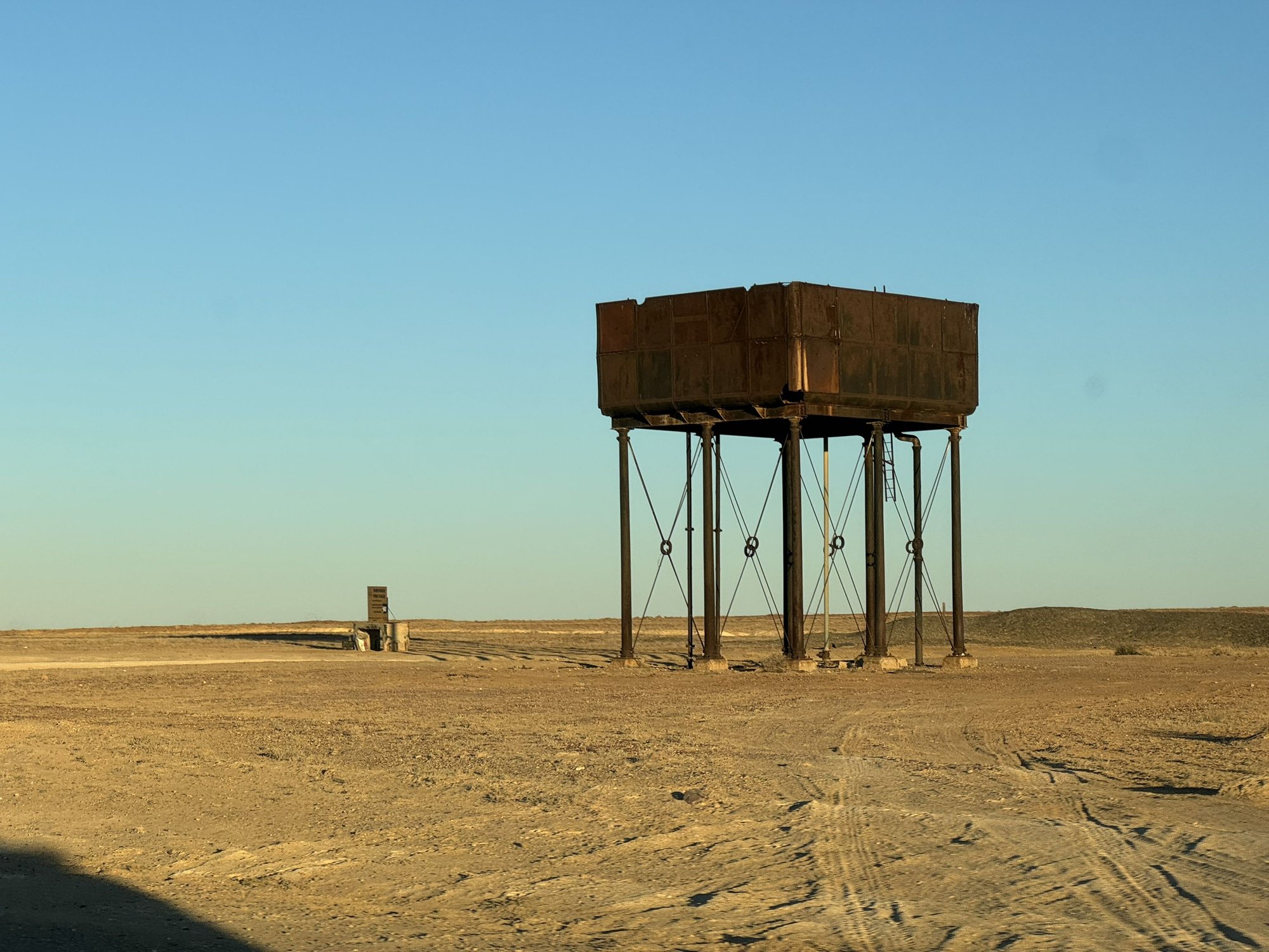We didnt realize it at the time but these were water tanks servicing the abandoned Old Ghan railway.