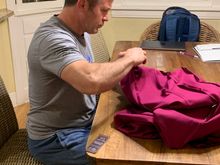 Emergency whip stitching a seam. 