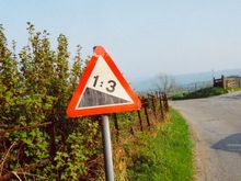 That is one STEEP road (its in the Yorkshire Moors and when yu get to the bottom it is 1:4 up the other side OMG)