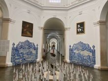 Art installation in the halls of the university competes with 300 year old azuléjos (but it’s really no contest). 