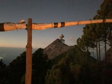 Fuego erupts at sunrise on Sunday morning.