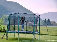 Priyanka enjoying trampoline before we left in the morning