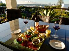 A terrific light dinner prepared by one of the owners.  View from our balcony. 