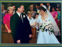 Just after getting the “handoff“ from her dad on our way to the altar.