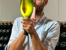 Yeast dying inside a sparkling wine bottle.