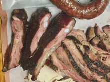 Our order. Please note those horribly “burnt” ribs on the left…