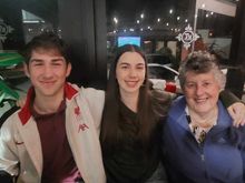 With his sister Molly and Nana