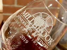 Tasting one of the Pinot Noirs.