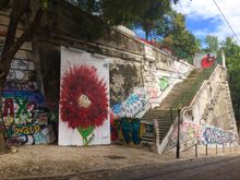 Beautiful  Street art in Lisbon Portugal, Sept. 2017