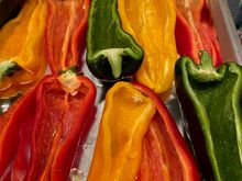 The picture doesn’t do the poblanos and red and yellow peppers justice. 