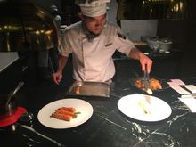 Shrimp thermadore being prepared