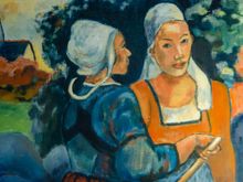 Seen here, two Breton women back in time. This iconic Breton painting was an impressive copy, and was as part of our Quimper rental apartment ('Faubourg de Corentin') decor. Pretty sure that our excellent landlady Annie Hervey either painted it by hand herself, or had an artistic relative who did it. 