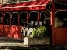 Red-coloured cafe.