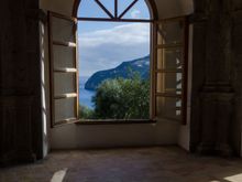 The southerly view from inside the small hexagonal Tempio St. Peter Pantaniello ('Pete from the small marsh'). The floors are Campanian terracotta.