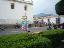 The south-east corner of the plaza, with discarded Little-Caesar's take-out pizza box.