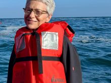 On the tender to climb a ladder to enter the Anacapra Island National Park 