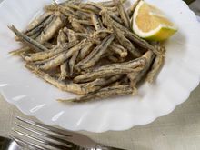 Fried anchovies. I ate them, I did not die.  Haha, they were delicious. 