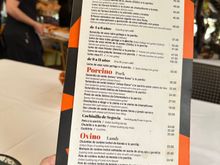 One half of menu at LA CASTILLERIA