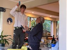 Grandson Harry and Grandad in fix it mode