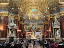 The interior of St. Stephen's Basilica - a masterpiece of gold mosaics and marble