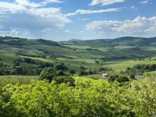 View of Val D'Orcia from behind San Biagio
