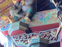 A figure of a Dutch man holding up one of the pillars. There are 2 of these figures built into the temple and they're placed here as punishment for the cruelty they exacted on the local Taiwanese!