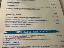 This photo, and the next two, show the menu at OSTERIA DEL PORTO in Savelletri di Fasano, Puglia