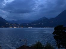 Night time view of Lake Como from our side balcony